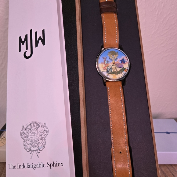 Brown Leather Watch with Decorative Face